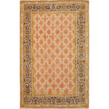 Yellow Hand-Knotted Wool Trellis Motif Geometric Modern Contemporary Carpet Rug