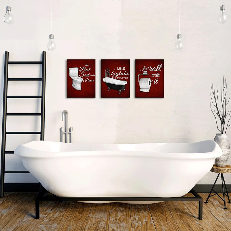 3 Piece Wrapped Canvas Print, Red