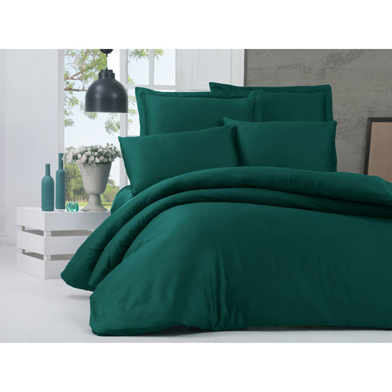 Handsome Duvet Cover with Pillowcases, 200 x 200 cm, Dark Green