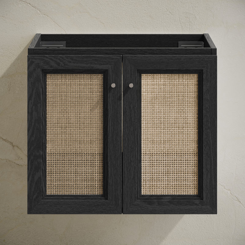 Classe 24" Wall-Mounted Bathroom Vanity In Black Oak Without Sink Top, Black