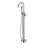 Cozyblock Floor Mount Bathtub Faucet Freestanding Tub Filler Standing High Flow Shower Faucets Shower Mixer Taps, Swivel Gooseneck Spout With Cylinder Handheld (Brushed Nickel)-124012846