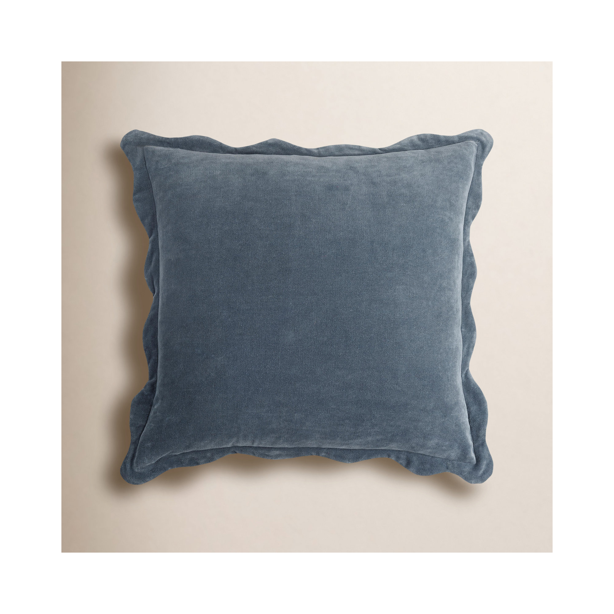 Collier Scalloped Edges Cotton Throw Pillow, 22"H x 22"W, Polyester, Slate