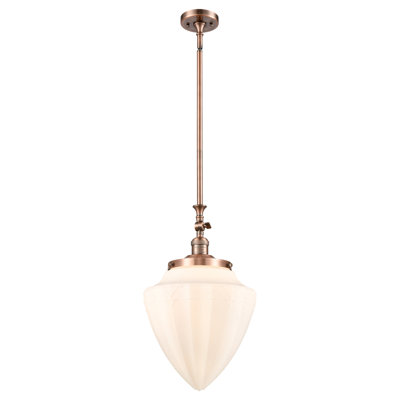 Franklin Restoration - Bullet - 1 Light 12" Stem Hung Tiltable Mini Pendant - LED Bulb - Antique Brass Finish - Seedy Shade