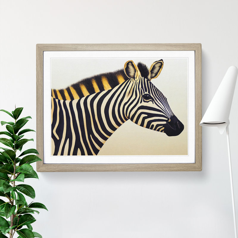 Zebra Vol.1 - Single Picture Frame Painting, 46cm H x 64cm W x 2cm D, Oak
