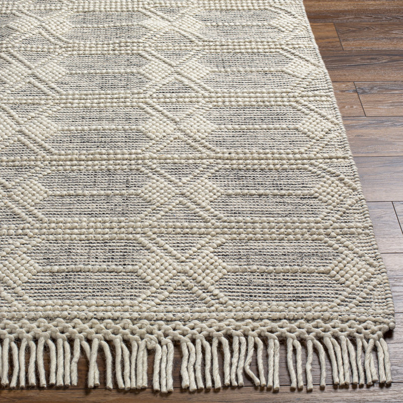Tapis beige / gris à motif géométrique tissé à plat Anelisse, Rectangle 8 pi x 10 pi