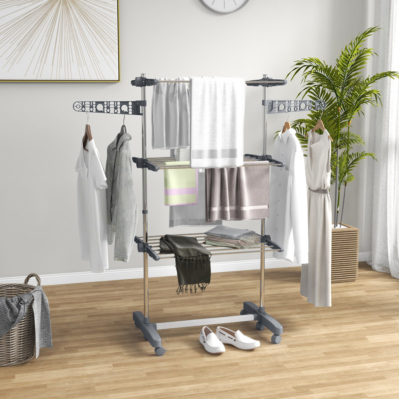 Foldable Standard Drying Rack, Silver/Black
