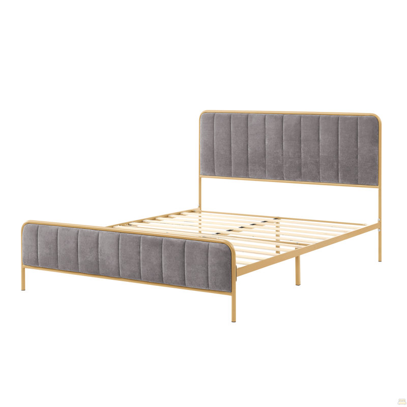 Structure de lit tapissier pour grand lit, Gris