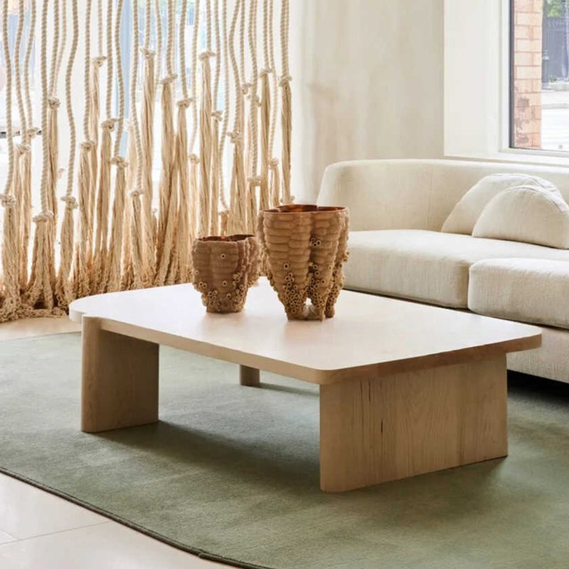 Wabi-sabi  Cloud Shaped Solid Wood Coffee Table,  Original Wood, 13.8" H  x 31.5" L x 31.5" W