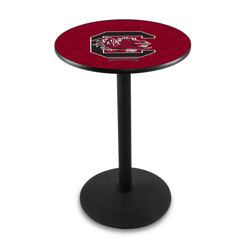 Round Metal Base Dining Table, Black Wrinkle, University of South Carolina