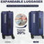 Luggage,with front opening,TSA approved lock,hardshell suitcase,Blue