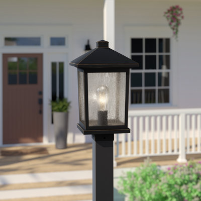 Lovette Stained Glass Seeded Lantern Head Post Lantern