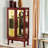 Curio Cabinet In Cherry With Mirrored Panel And 48.48 Pound Weight Back 25.26" Depth-1380932637-1380932634