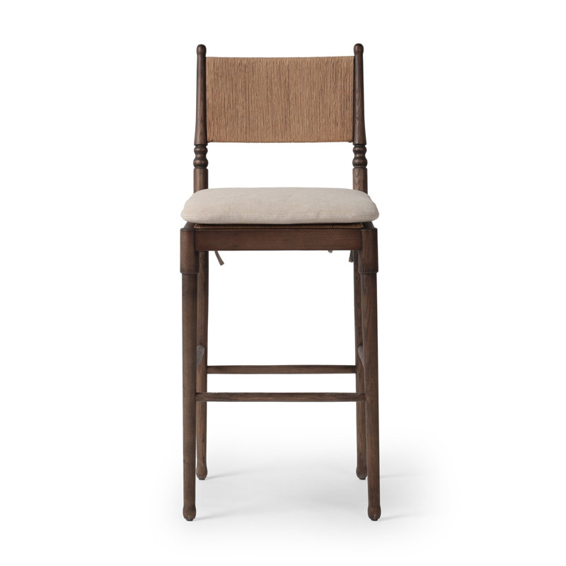 Fayth Stool with Cushion, Bar Stool (29.5” Seat Height)”, Brown Frame
