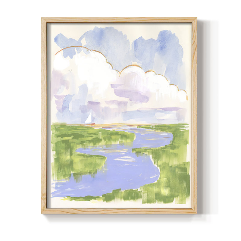 «Low Country River Vista I», reproduction encadrée - bois massif
