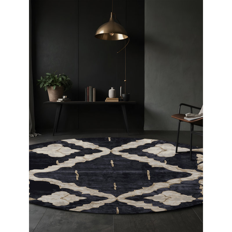 Machine Washable Grey Area Rug, Round 6'