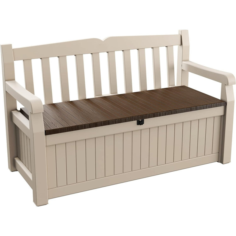 Brambly Cottage Blountville 140cm W 265L Lockable Storage Bench, Beige/Brown