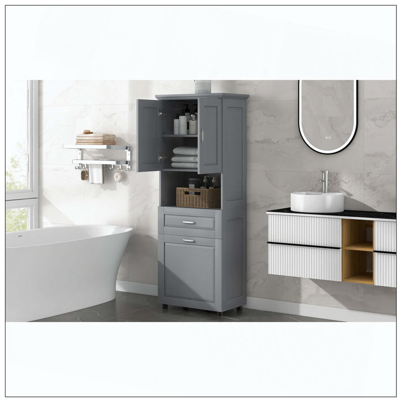 Grande armoire de salle de bain inclinable, Grey