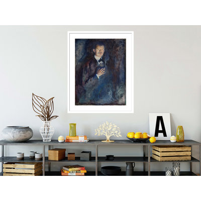 Self-Portrait with Burning Cigarette by Edvard Munch -Framed Giclee Print