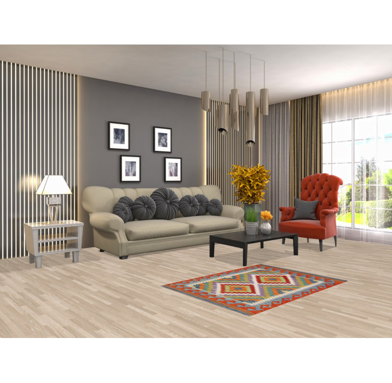 Tapis de vestibule oriental South Western Kilim 3 x 4