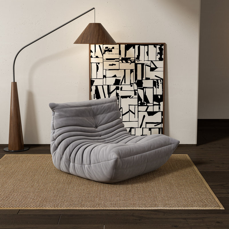 Danial Foam Armless Bean Bag Lounger, Dark Gray Microfiber/Microsuede