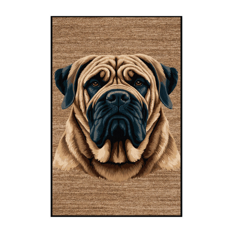Washable Mastiff Dogs Area Rug, Rectangle 8' x 12'