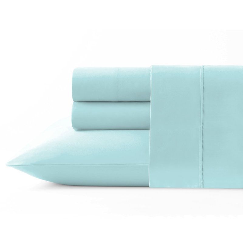 Pointehaven 200TC Percale 100% Cotton Deep Pocket Sheet Set, Aqua, Full Sheet Set