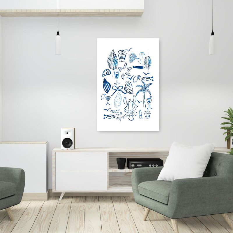 Blue Coastal Elements by Elizabeth C - Wrapped Canvas Print, 91.44 cm H x 60.96 cm W