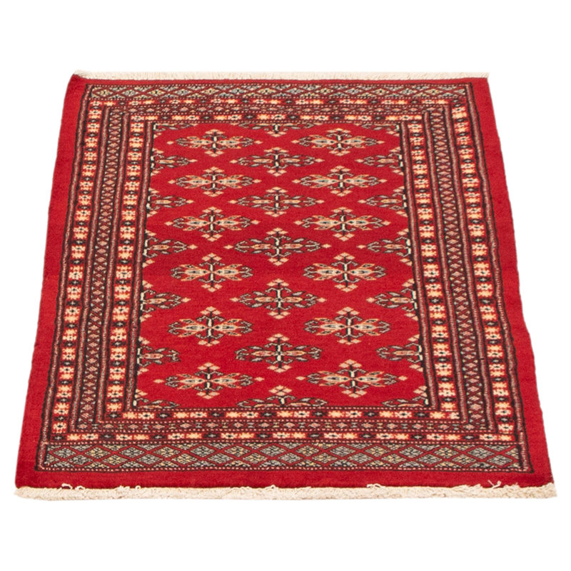 Tapis rouge foncé Maleaha Peshawar Bokhara 2 pi 7 po x 3 pi 11 po