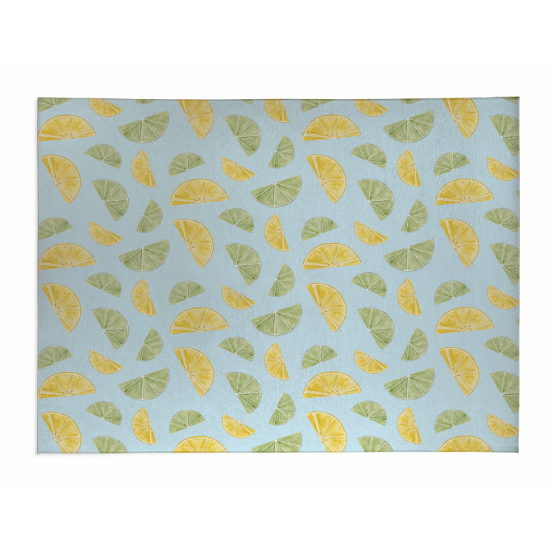 Tapis de bureau léger Summer Limes & Lemons, L 36 po x P 60 po, Bleu nuage