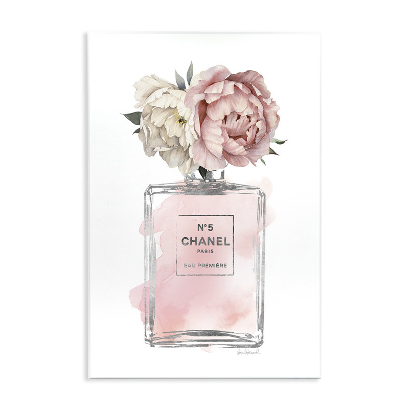 Bouteilles de parfum rétro en fleurs roses, H 19 po x l 13 po