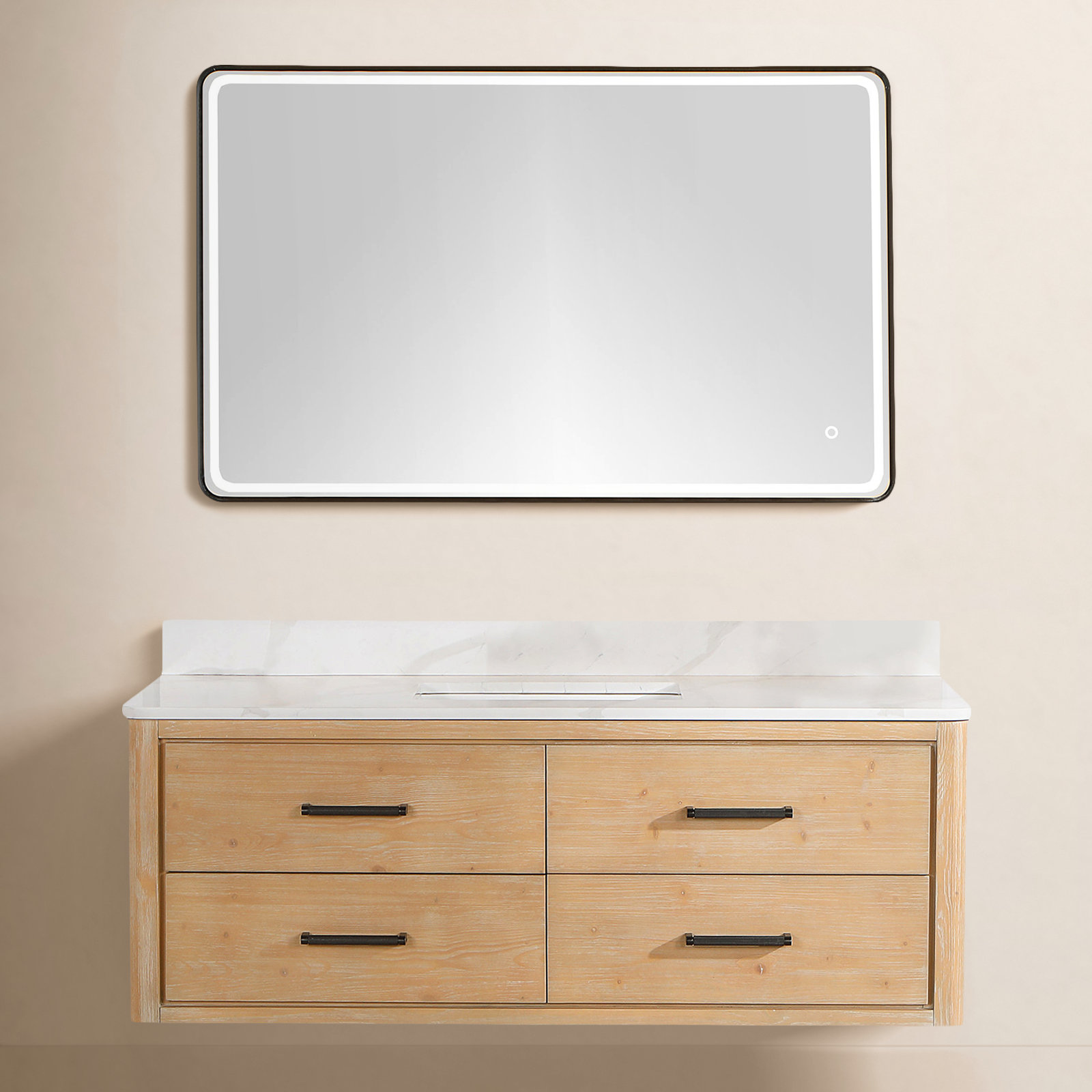 Cristo Single Bathroom Vanity, Fir Wood Brown, 55"