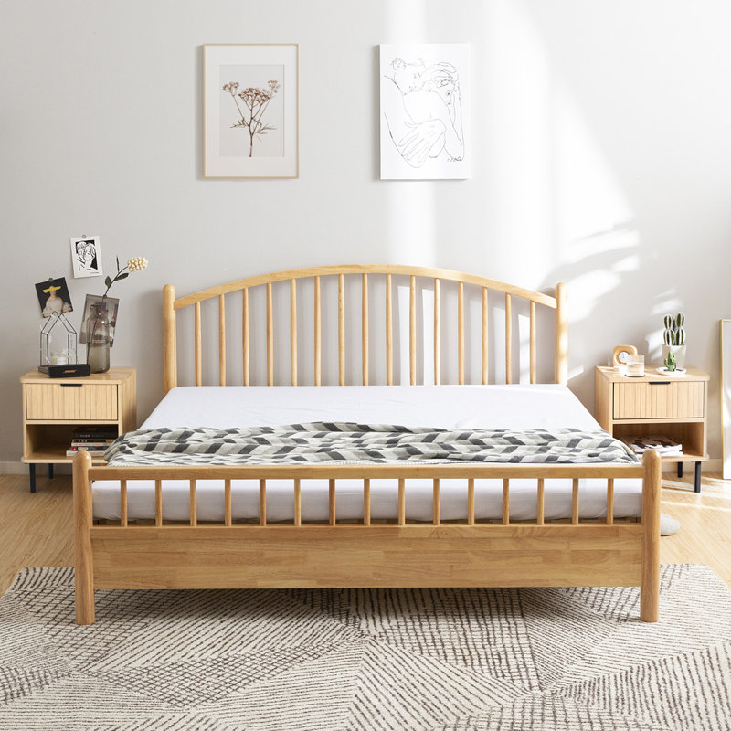 Table de chevet en chêne naturel avec rangement et tiroir
