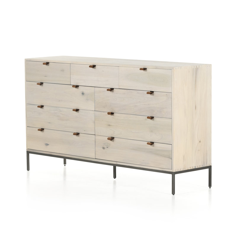 Commode double à 9 tiroirs 70 po Corso, Peuplier colombe