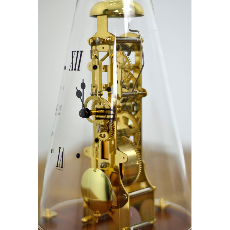 Modern & Contemporary Analog Mechanical Clock, 14" H x 5" W x 5" D, Mahogany
