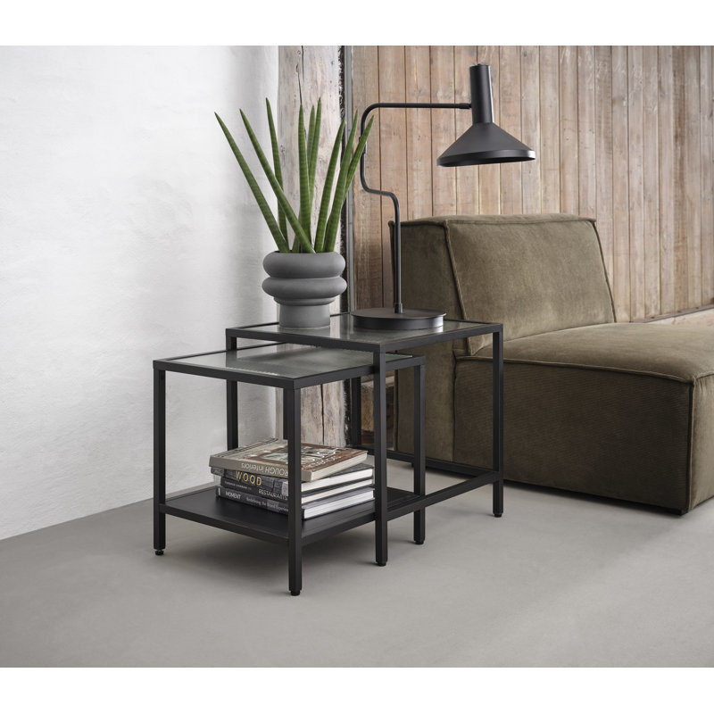 Glass Nesting Tables with Storage
