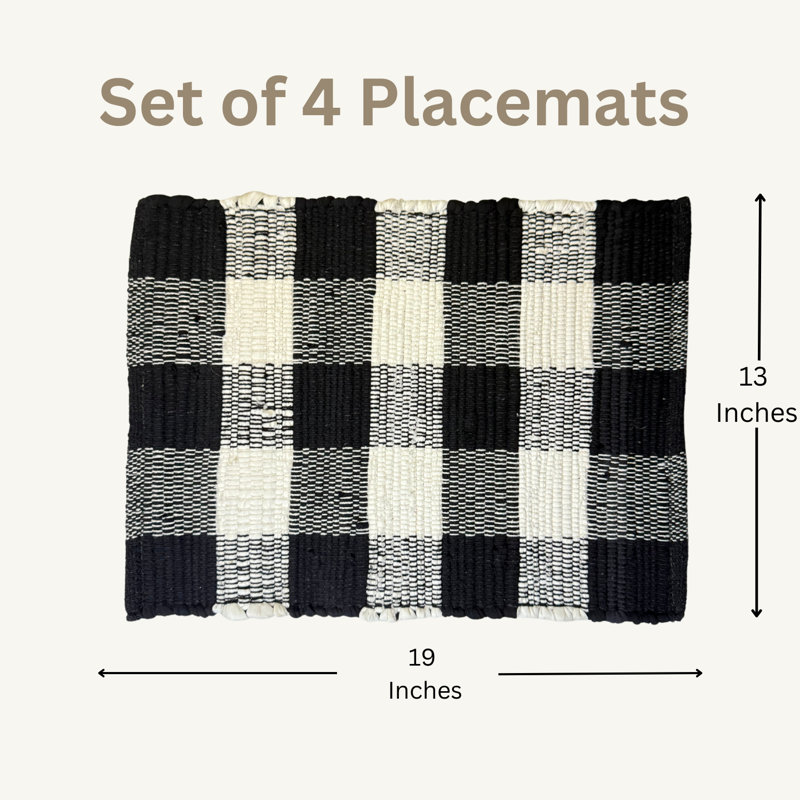 Black Checkered Placemat, Black