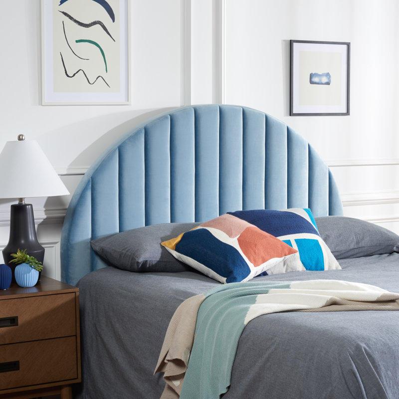 Culbert Upholstered Velvet Panel Headboard, Queen