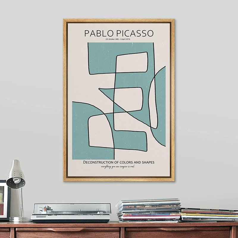"Abstract Shapes Illustration" par Pablo Picasso - Impression sur toile, H 24 po x l 16 po x P 1,5 po, Encadré naturel