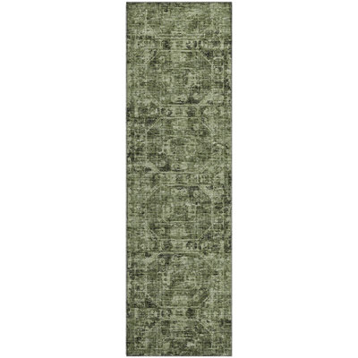 Premium Machine Washable Kelsa AMF41 Olive Rug