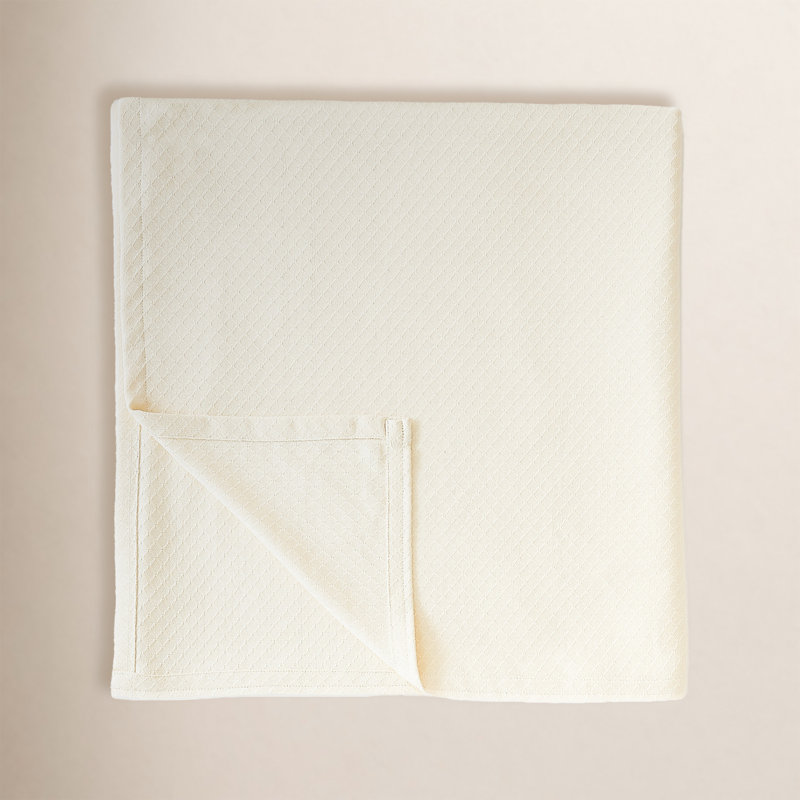 Diamond Egyptian-Quality Cotton Blanket, 108" W x 90" L, Cream