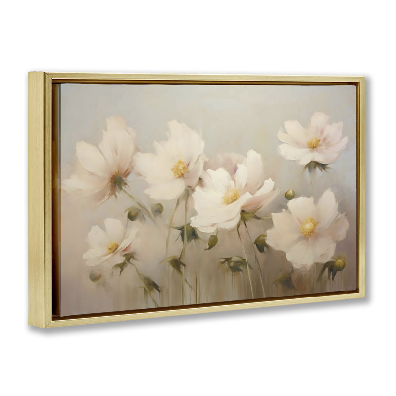 Faded Pink Blossoms Floating Frame, design by LSR Creative Studio, 21" H x 31" W, Metallic Gold Floater Frame