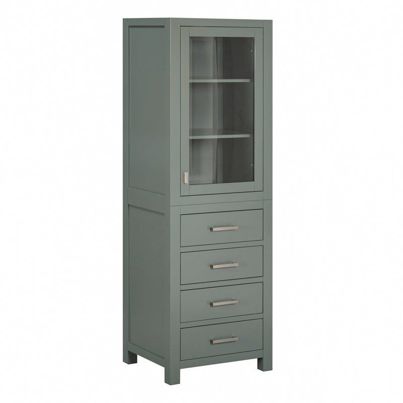 Keira 24" W x 71" H x 20" D Linen Cabinet, Smoke Green
