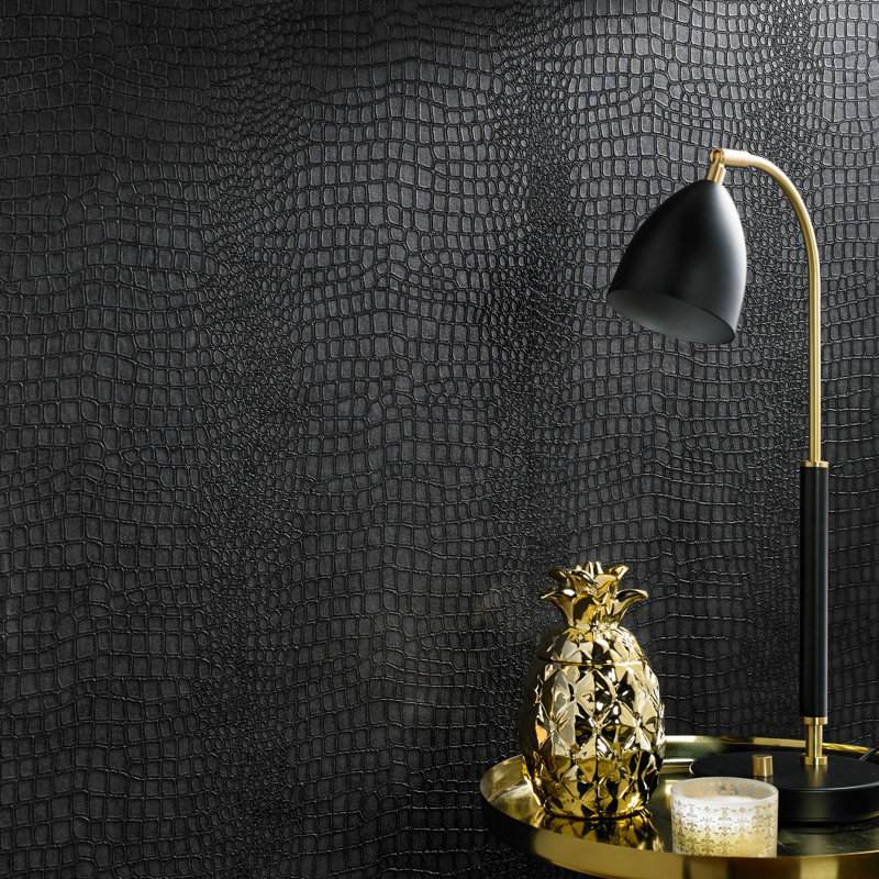 Superfresco Easy Crocodile Skin Effect Wallpaper, Black