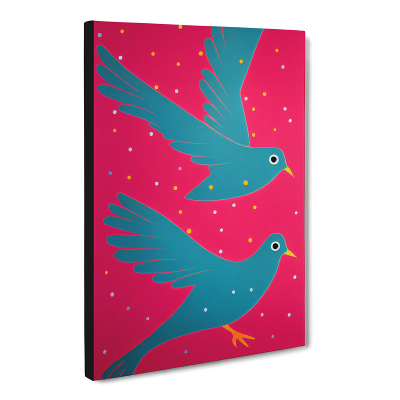 Two Dove Birds - Wrapped Canvas, 50cm H x 35cm W x 3cm D