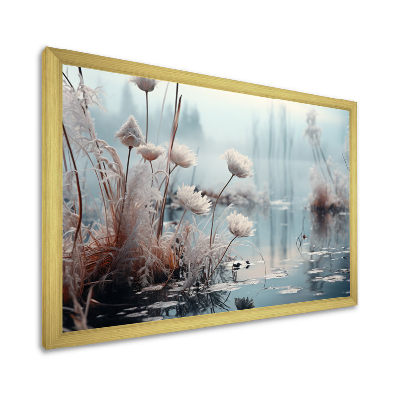 «Winter Reverie at the Lake I», reproduction sur toile, H 12 po x l 20 po x P 1 po, Cadre doré à une seule photo