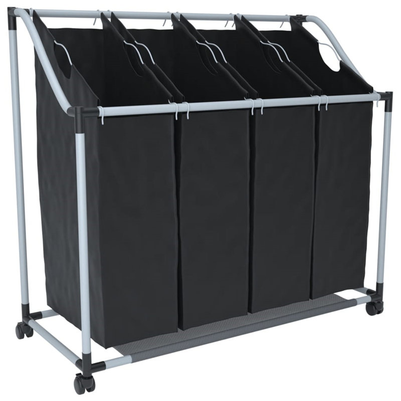Rolling Laundry Sorter, Black