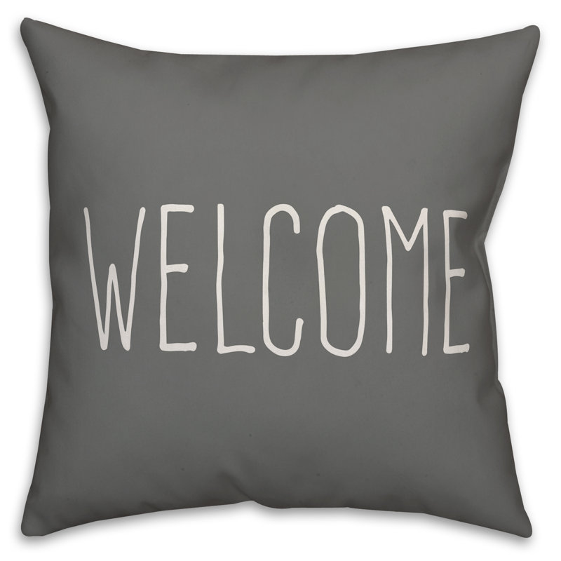  Housse de coussin carré et insert, Gris / Blanc, 18 po x 18 po