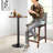 24" Counter Height Bar Stools Set of 2,Gray  Woven Faux Leather Seat & Back, Solid Wood Frame with Walnut Finish-894670858-894478454