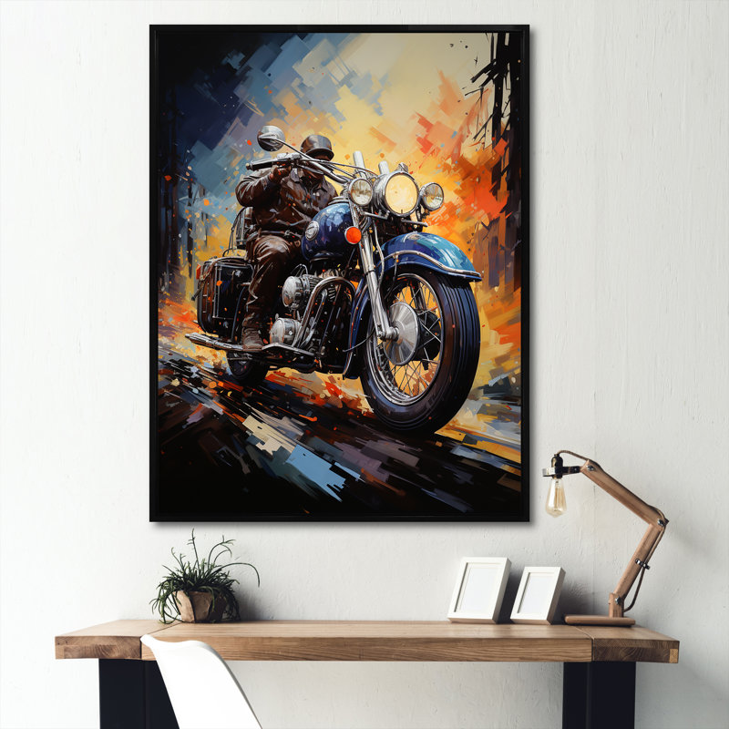Fantaisie Moto Odyssey, H 44 po x l 34 po x P 1,5 po, Cadre flottant noir