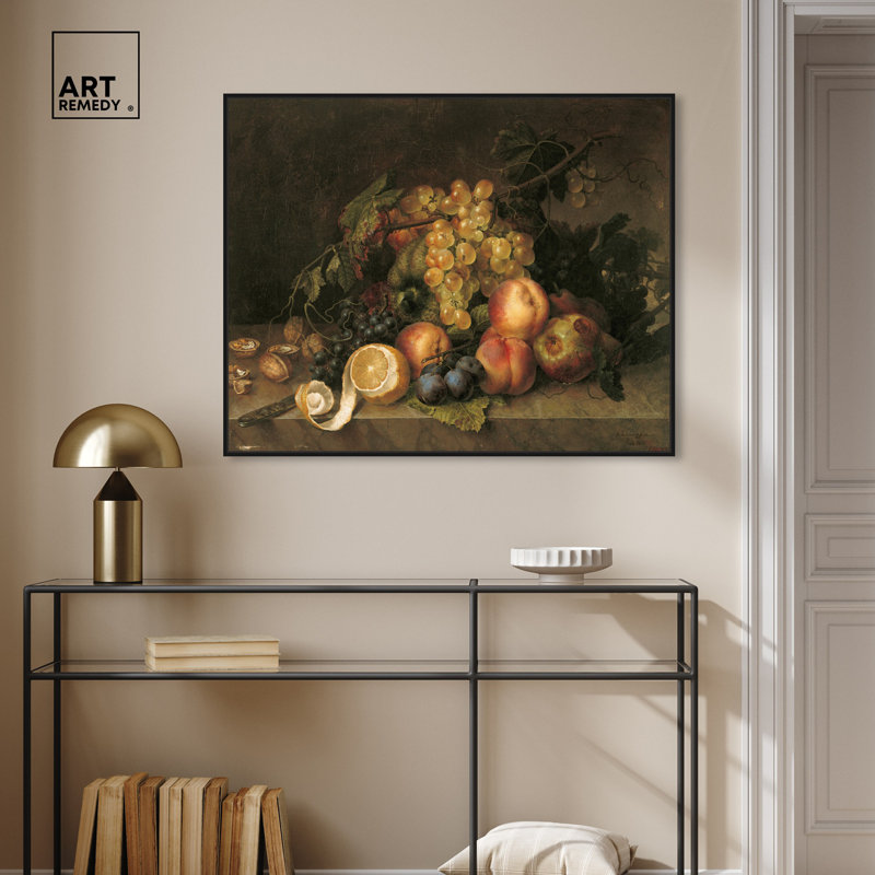Nature morte sur toile, art mural rétro par Art Remedy, Cadre noir, H 17 po x l 21 po